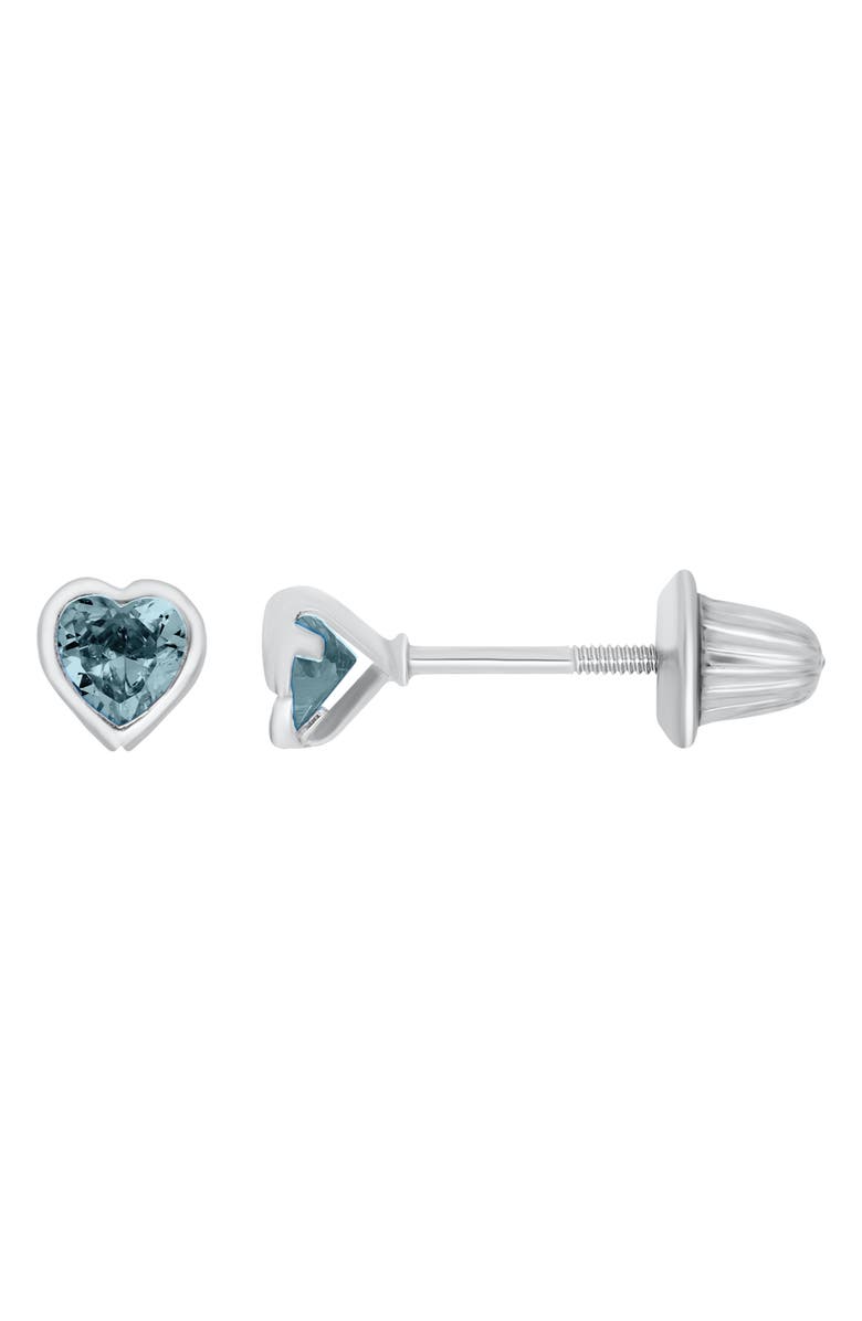 Mignonette Kids' March Birthstone Stud Earrings, Main, color, Blue