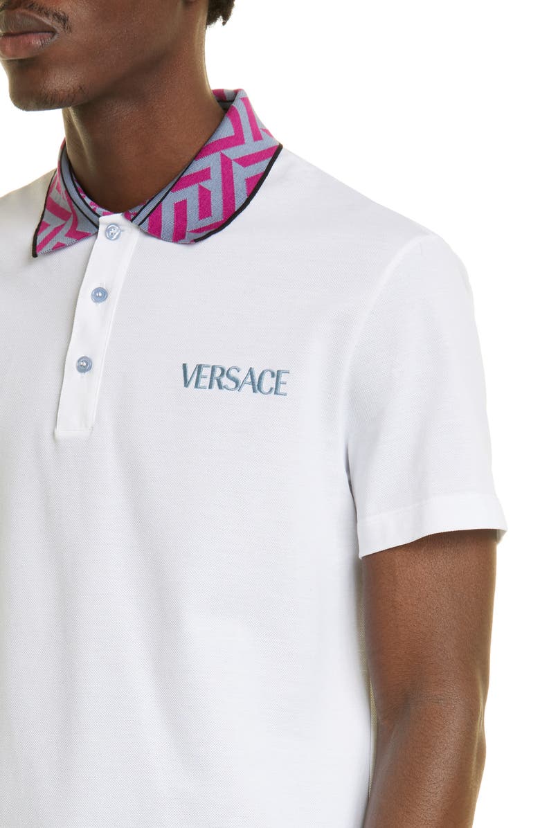 Versace Tailored Fit Greca Collar Polo, Alternate, color,