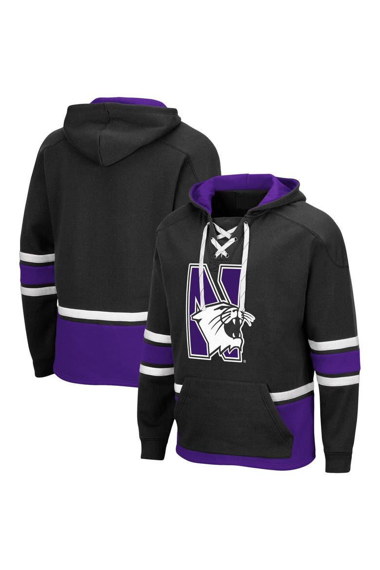 Men's Colosseum Black Northwestern Wildcats Lace Up 3.0 Pullover Hoodie, Main, color, Black