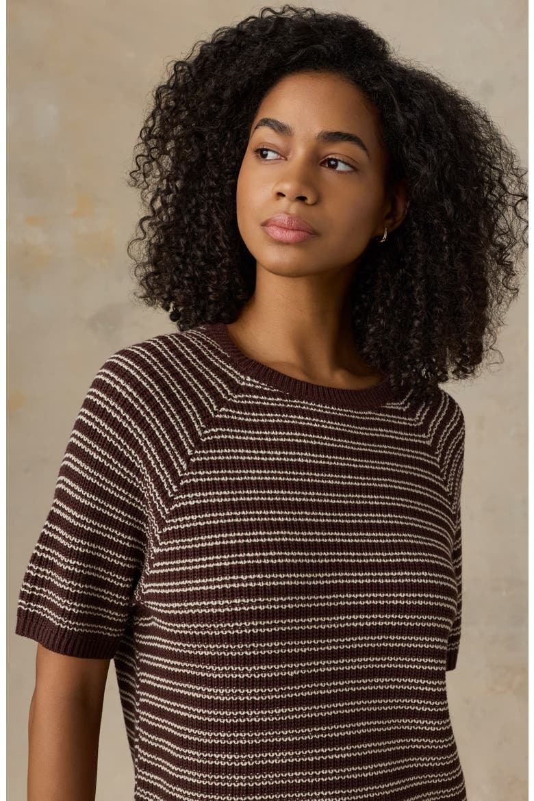 Miramar Stripe Linen & Organic Cotton Blend Sweater, Alternate, color, MOCHA STRIPE