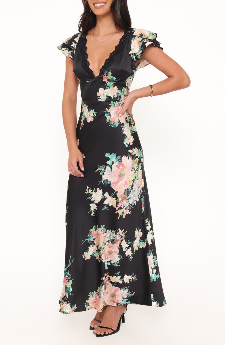 Petal & Pup Arella Maxi Dress, Alternate, color, Black Floral