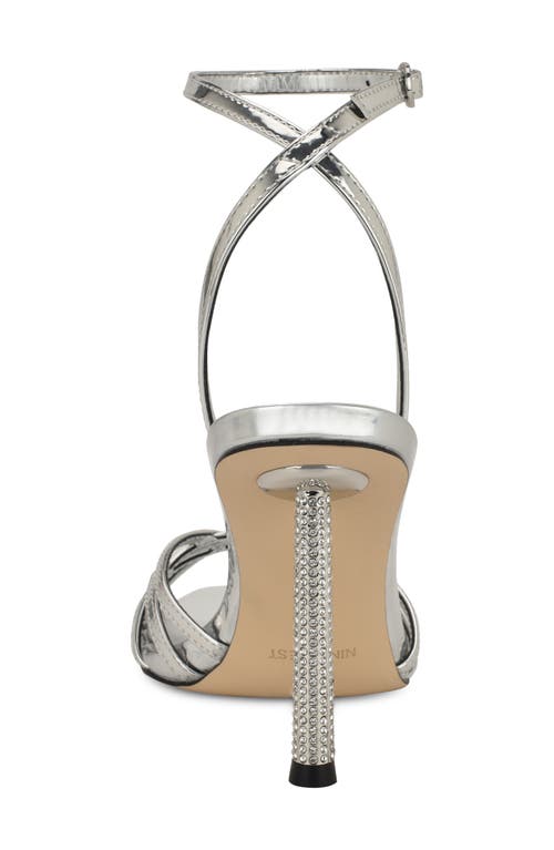 Nine West Paxal Shimmering Stones Metallic Stiletto Sandals Women In Silver 040