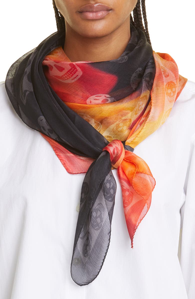 McQueen Exploded Petal Silk Scarf, Main, color, 