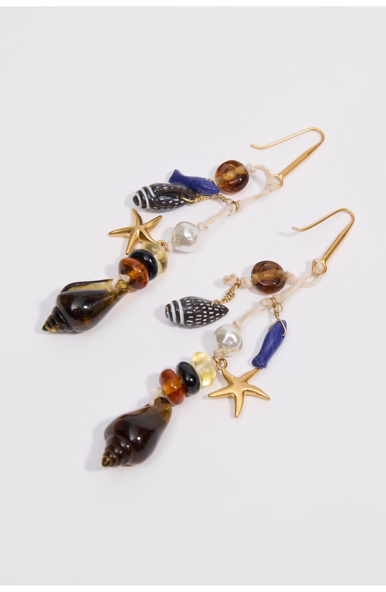 Bimba y Lola Amber Starfish And Seashell Earrings, Alternate, color, Amber