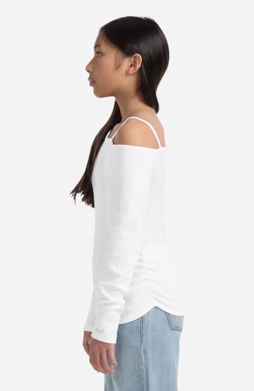 Abercrombie Kids Kids' Ruched Asymmetric Cotton Blend Top In White