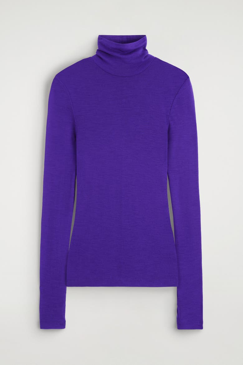 Merino Wool Turtleneck Top, Alternate, color, PURPLE