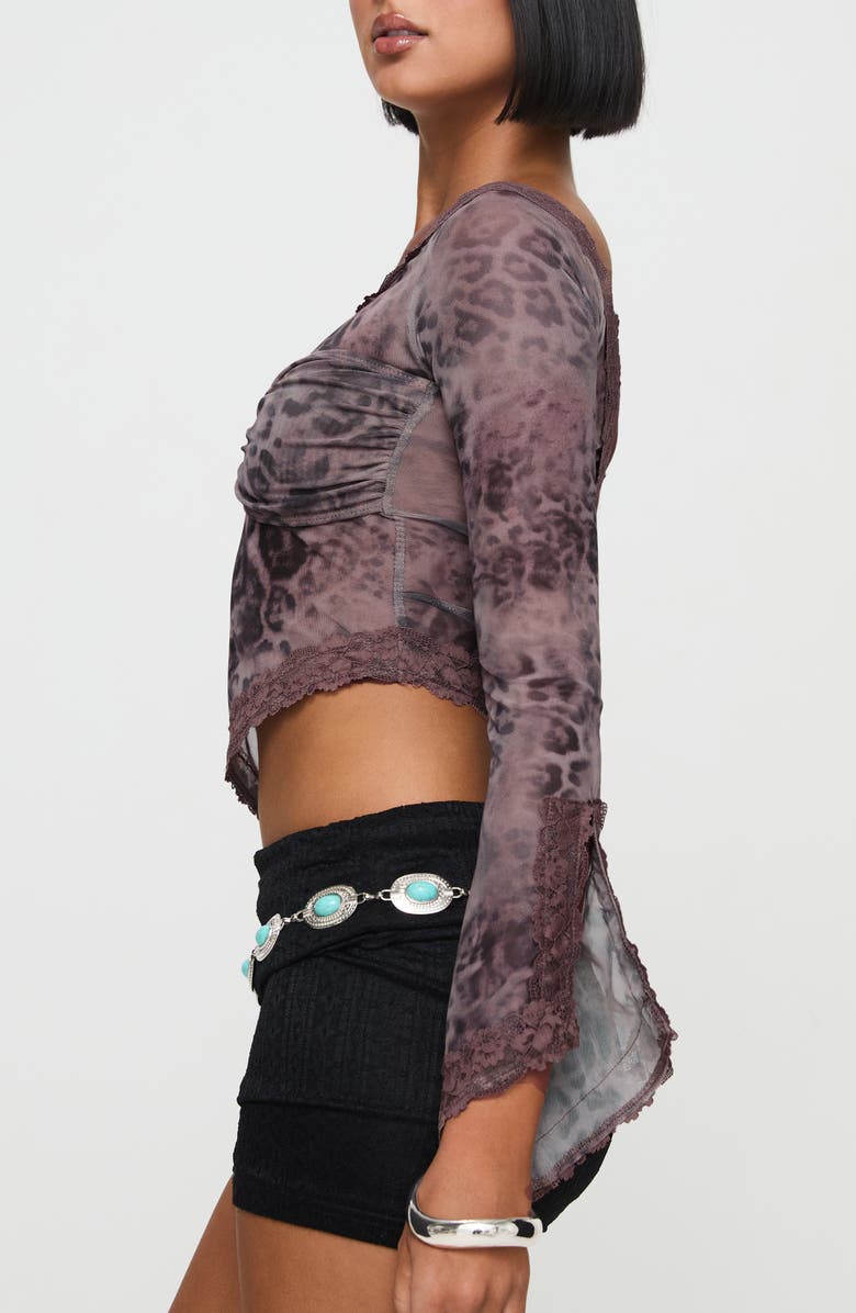 Princess Polly Empty Space Leopard Print One-Shoulder Crop Top, Alternate, color, 