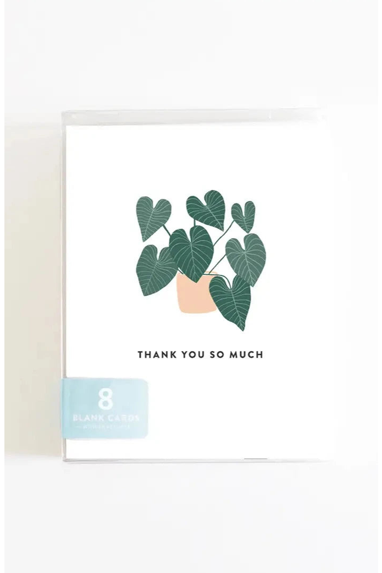Thank You House Plant Boxed Set of 8 Greeting Cards, Alternate, color, White, Teal, Coral