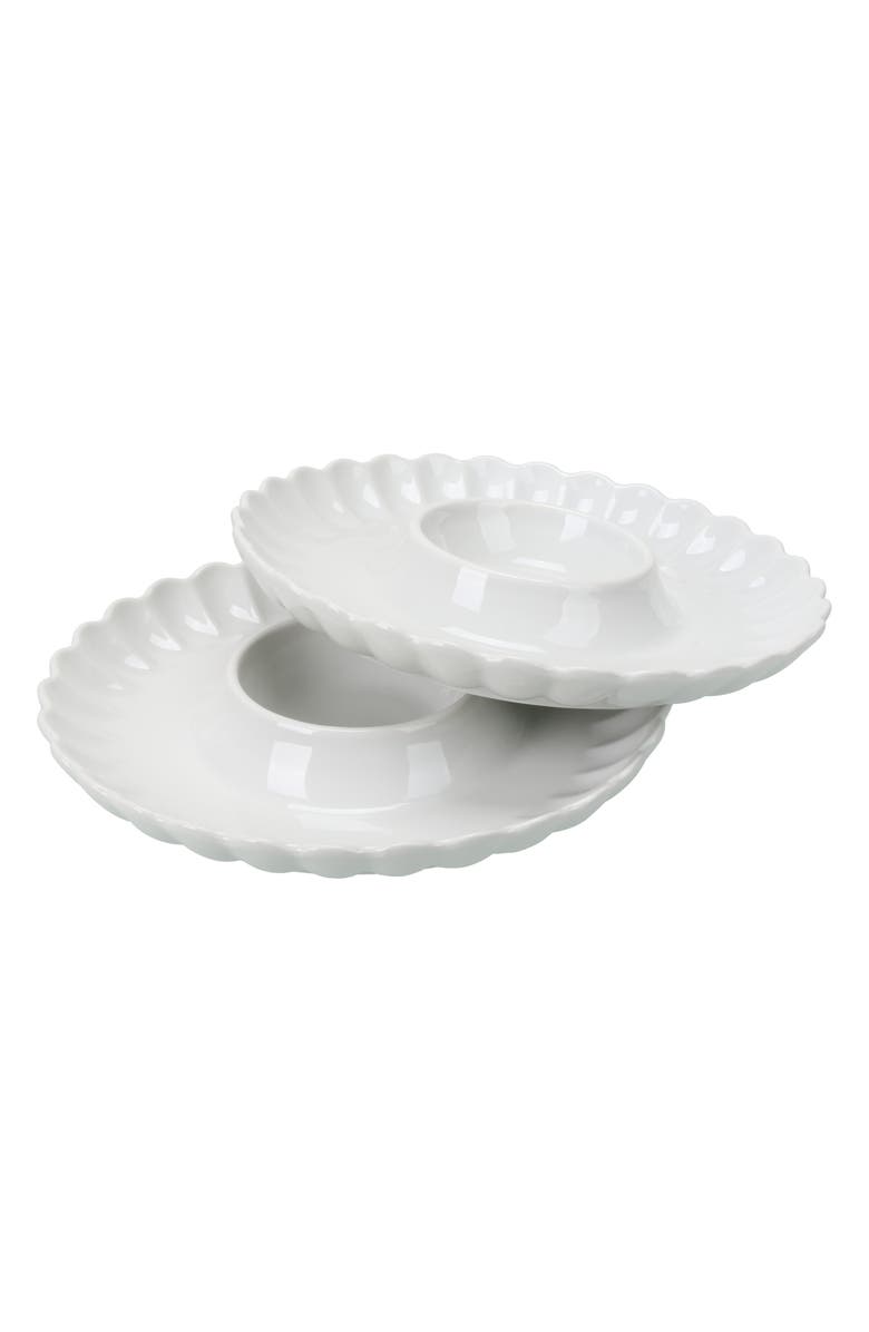 BIA Cordon Bleu Petal Set of 2 Chip-N-Dip Bowl Set, Main, color, White