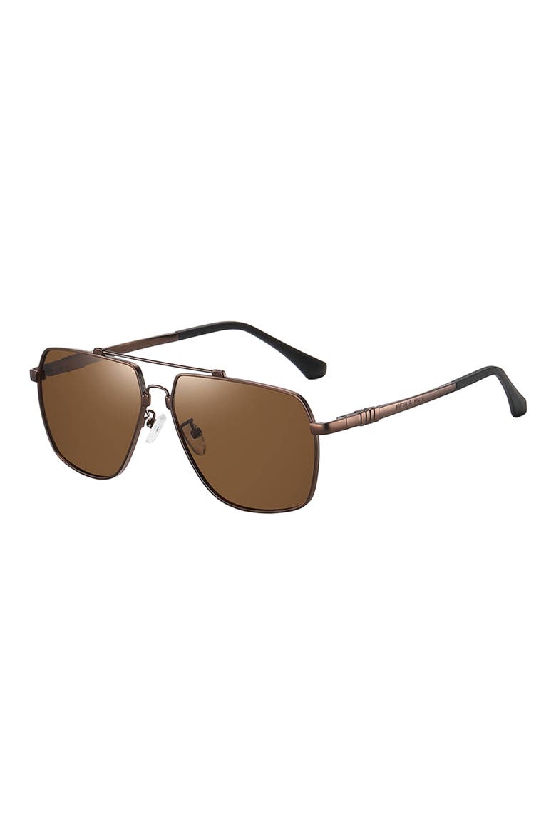East 62mm Polarized Aviator Sunglasses, Alternate, color, BROWN/ BROWN