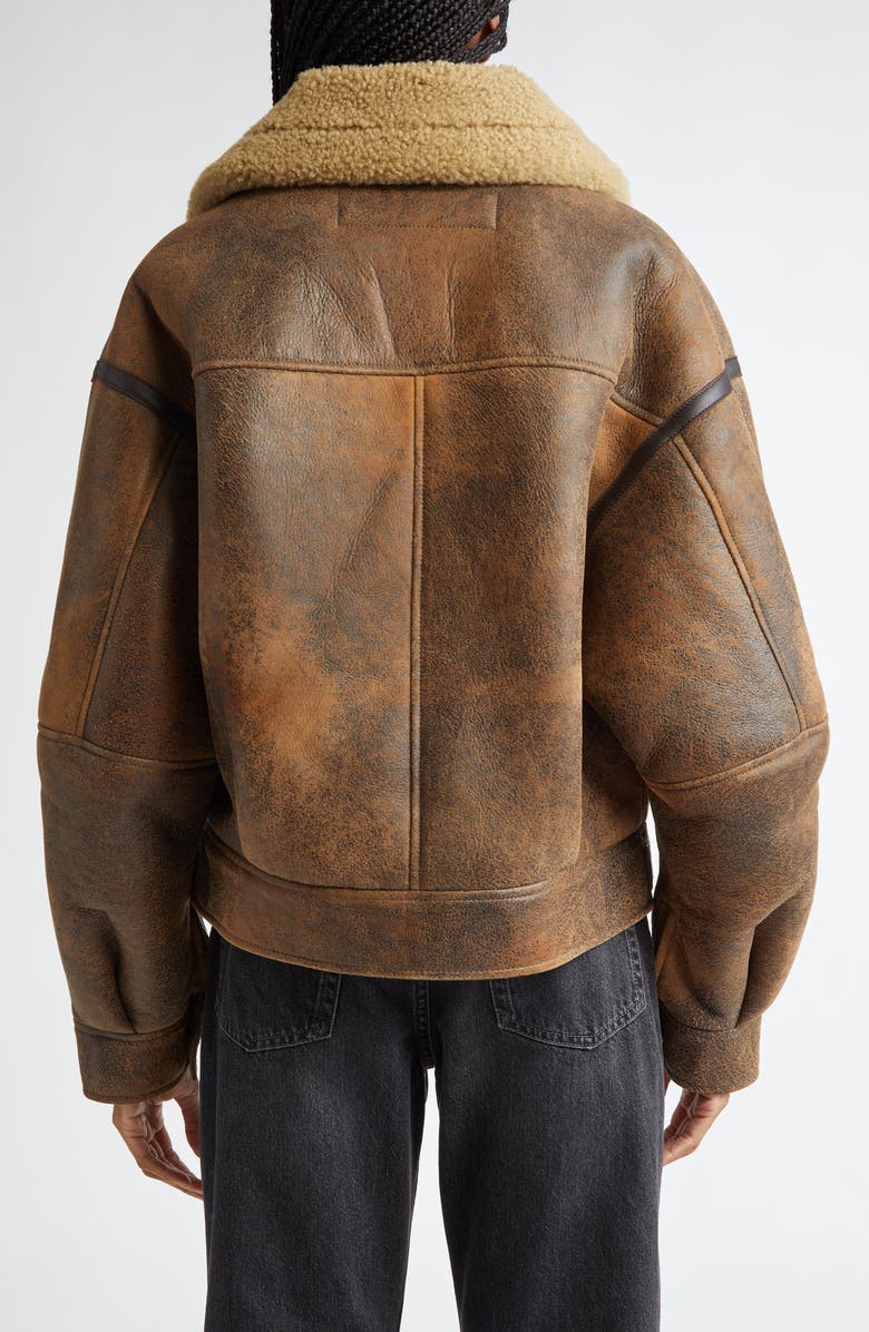 Acne Studios Leather & Genuine Shearling Biker Jacket, Alternate, color, 