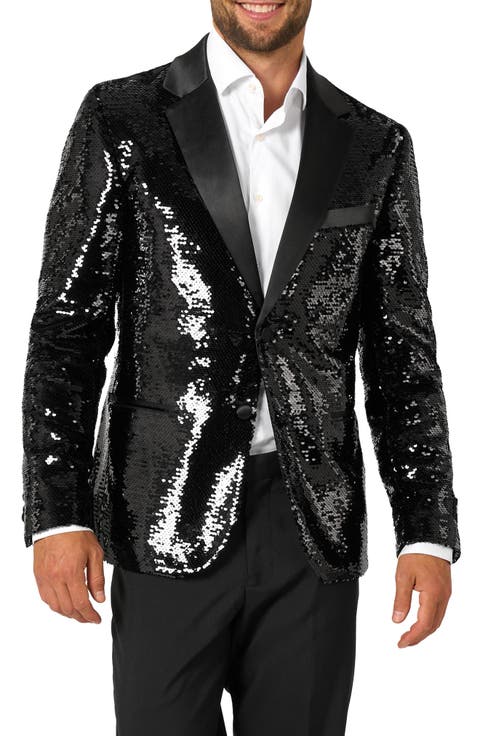 Brilliant Black Sequin Embellished Dinner Jacket (Regular & Big)