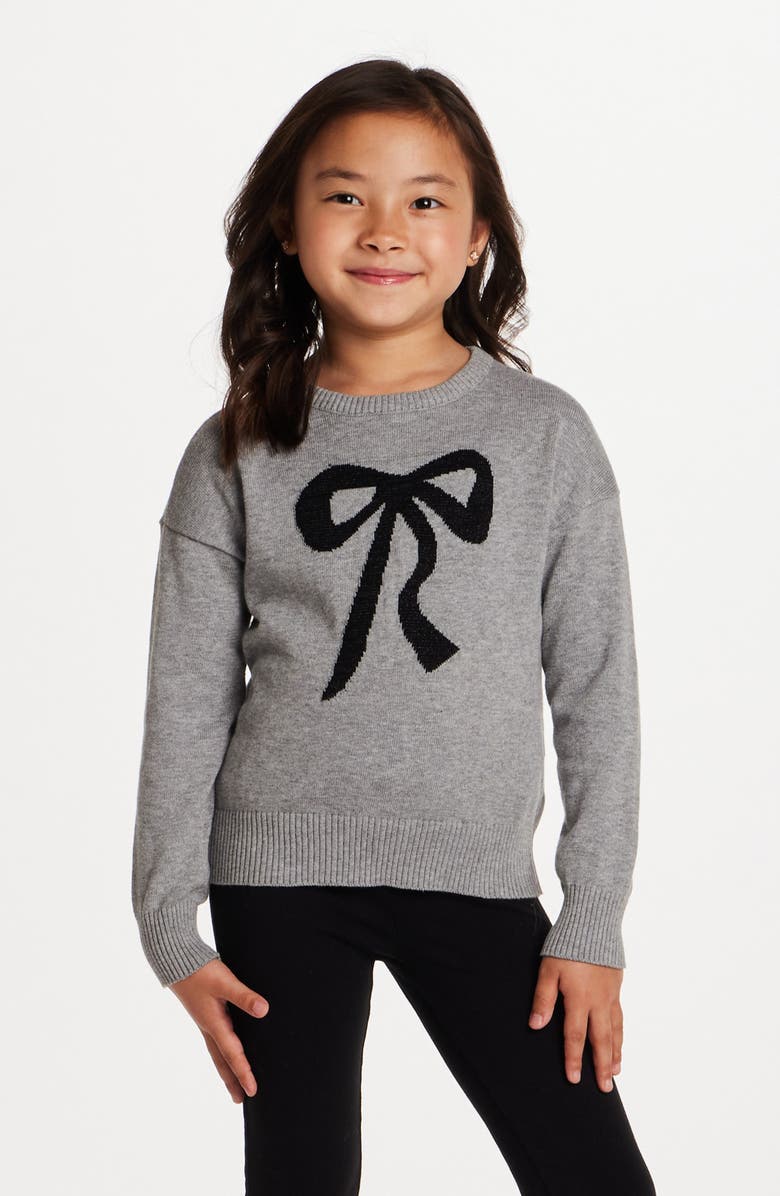 Andy & Evan Kids' Bow Sweater & Velvet Leggings Set, Alternate, color, Grey