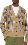 Burberry Check Wool Blend Cardigan