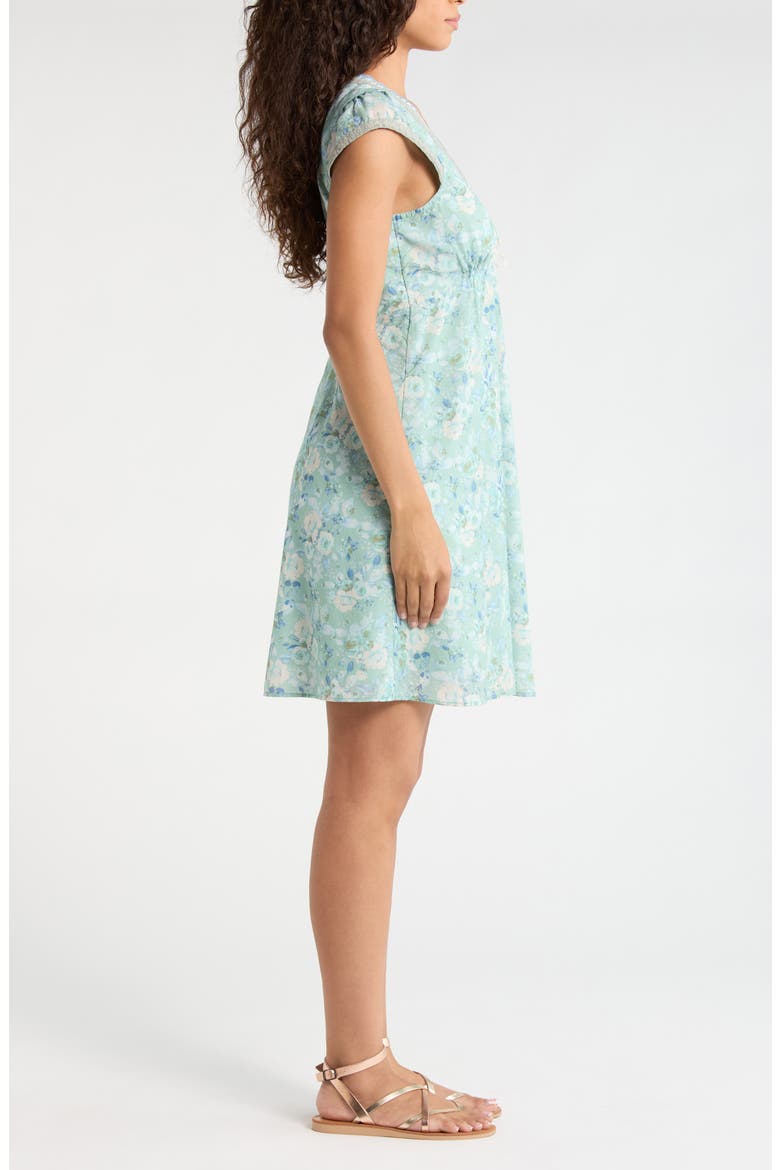 Floral Embroidered Detail Cotton Blend Dress, Alternate, color, BLUE FLORAL
