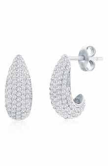 SIMONA Pavé Cubic Zirconia Huggie Hoop Earrings