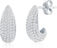 SIMONA Pavé Cubic Zirconia Huggie Hoop Earrings