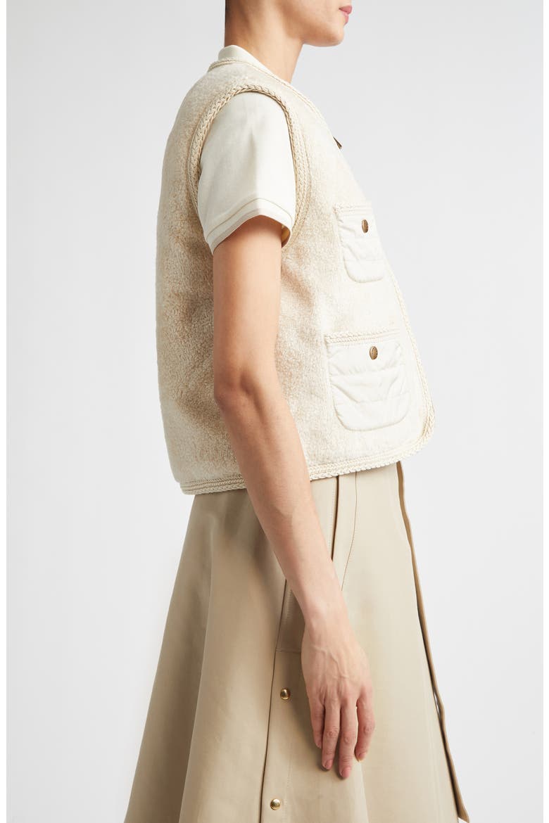 Mimosa Mixed Media Puffer Vest, Alternate, color, IVORY/ WHITE