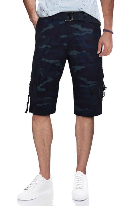 Belted Snap Button Cargo Shorts