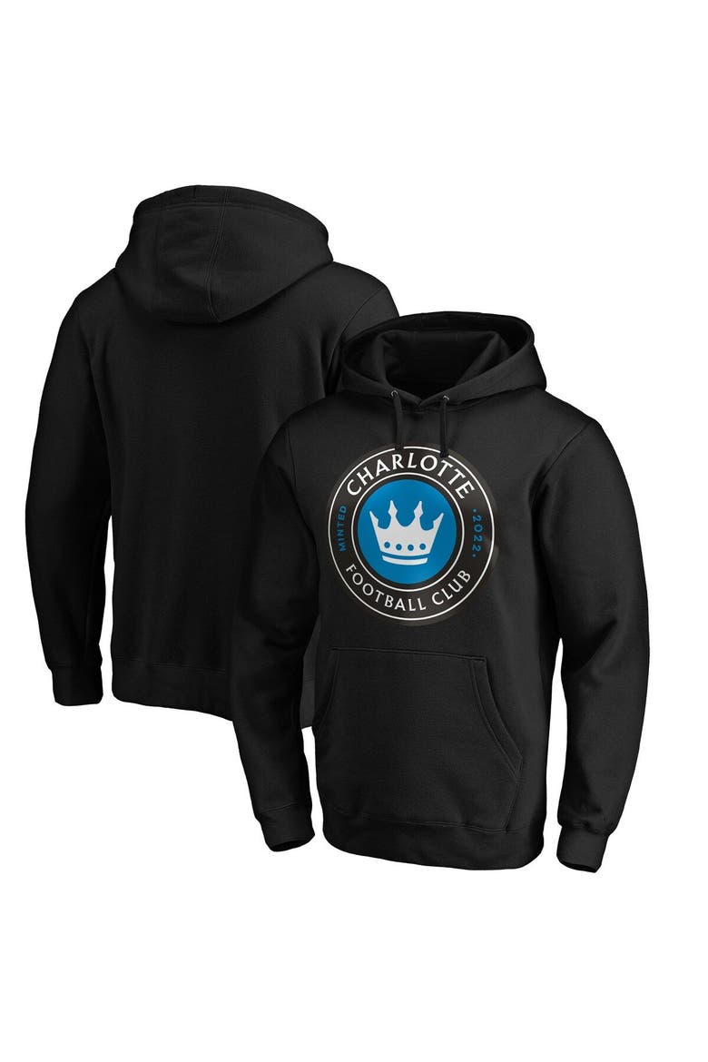 Men's Fanatics Branded Black Charlotte FC Primary Logo Fitted Pullover Hoodie, Alternate, color, Black