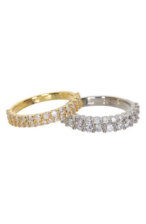 Two-Tone Pavé CZ Ring Set