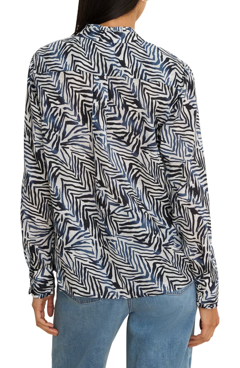NIC+ZOE Inked Lines Button-Up Shirt, Alternate, color, Indigo Multi