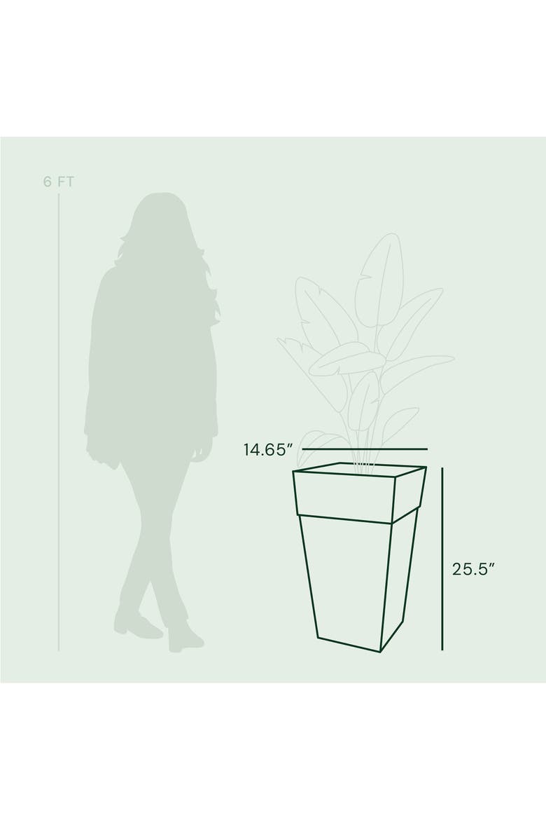25 Inch Tall Finley Tapered Square Planter, Casper White, Alternate, color, White