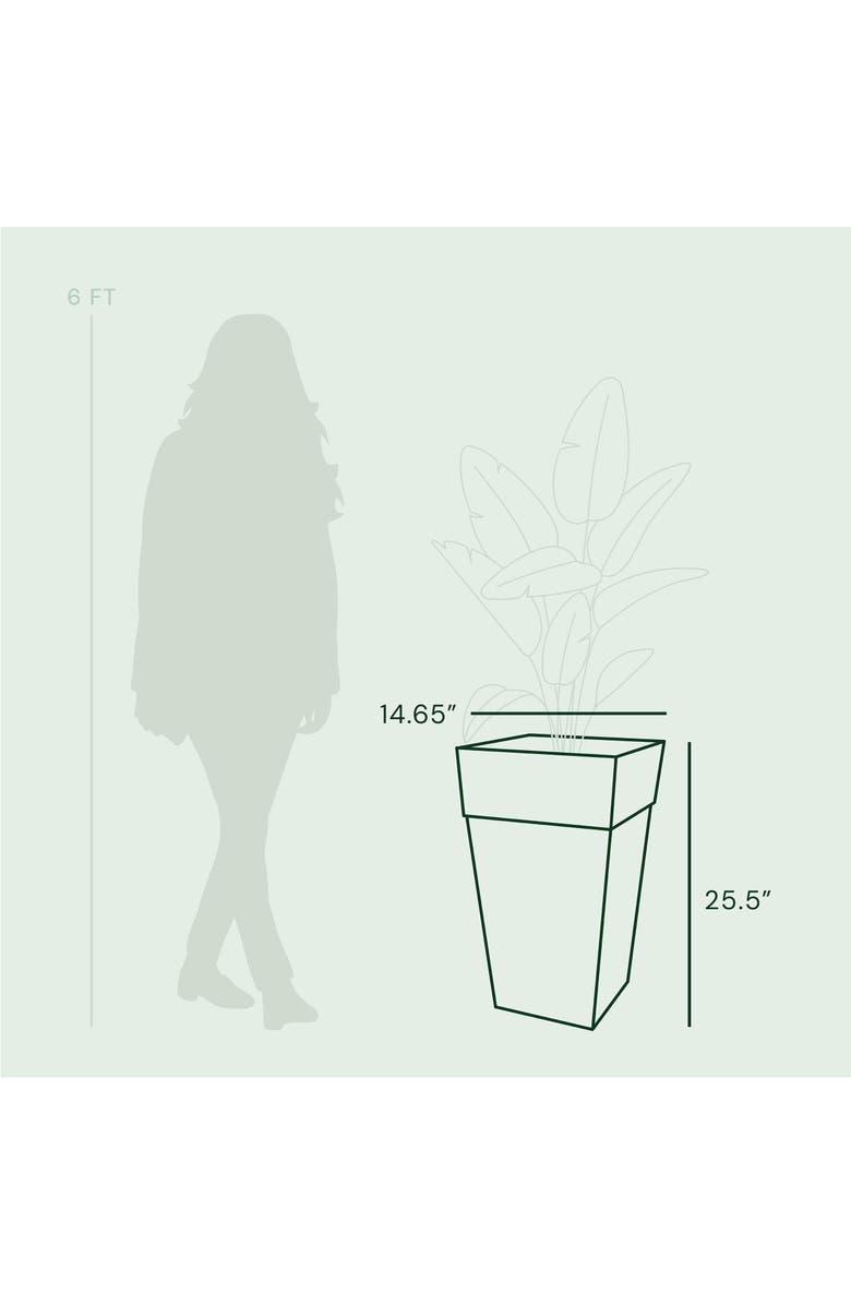 Bloem 25 Inch Tall Finley Tapered Square Planter, Casper White, Alternate, color, White