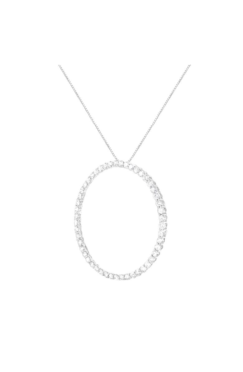Haus of Brilliance Silver 4 cttw Prong Set, Round-Cut Diamond Open Circle Hoop 18" Pendant Necklace, Alternate, color, White