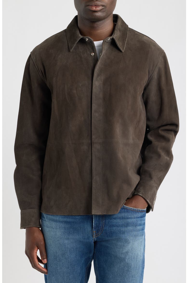 Suede Shirt Jacket, Alternate, color, DARK BROWN