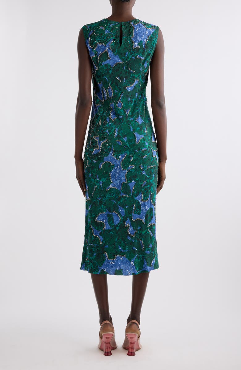 Dries Van Noten Depal Print Embellished Silk Midi Dress, Alternate, color,
