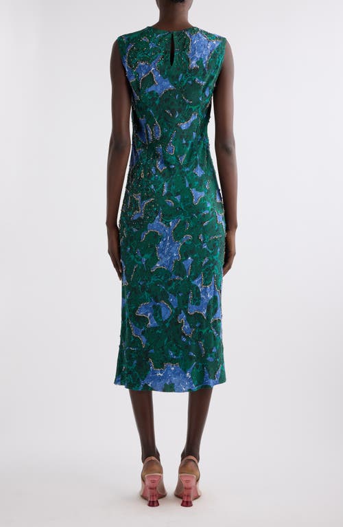 Shop Dries Van Noten Depal Print Embellished Silk Midi Dress In Malachite