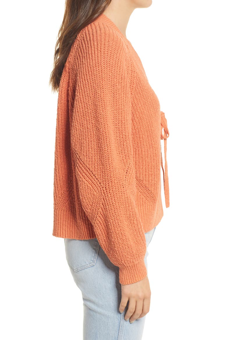 Eastdale Tie Front Cardigan Sweater, Alternate, color, PALE SUNSET