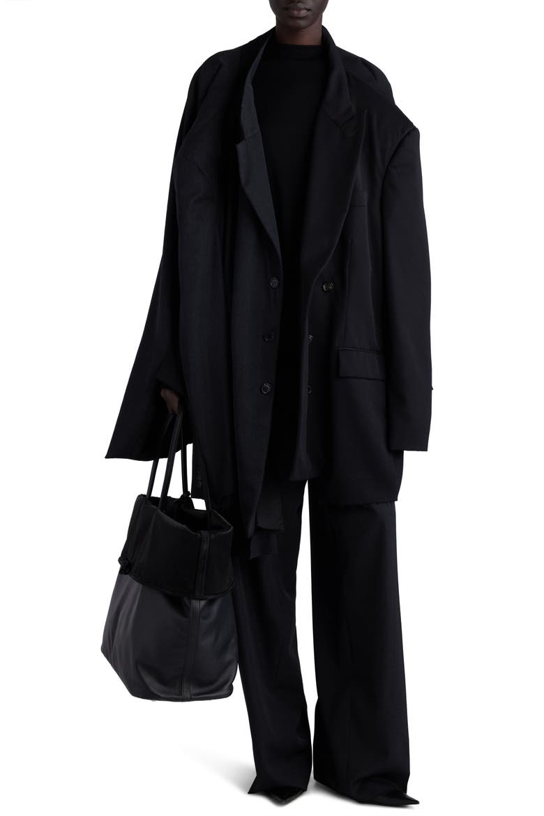 Double Sleeve Oversize Virgin Wool Blazer, Alternate, color, ANTHRACITE