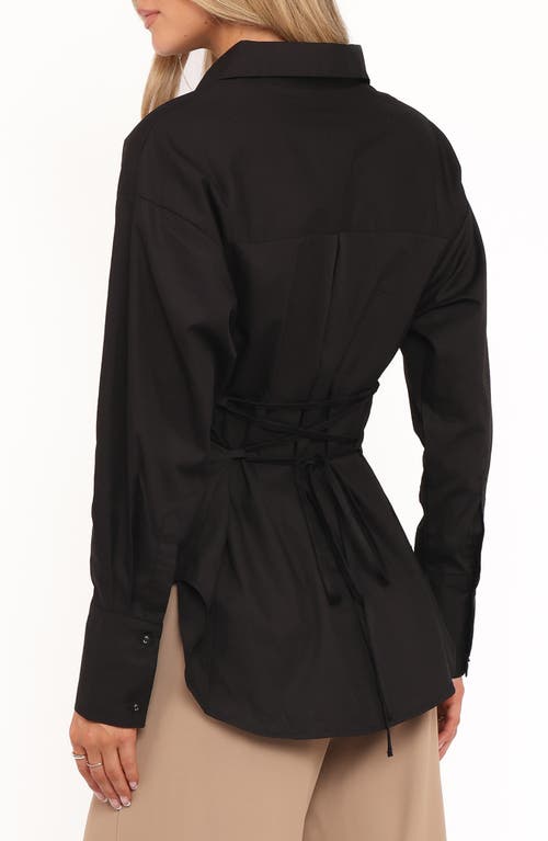Petal And Pup Petal & Pup Yacra Tie Back Cotton Button-up Shirt In Black