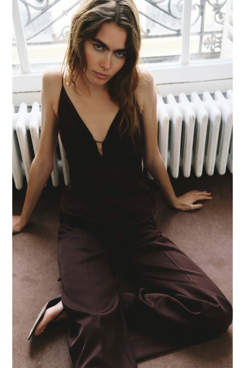 Mono Deep V-Neck Sleeveless Jumpsuit, Alternate, color, CHOCOLATE