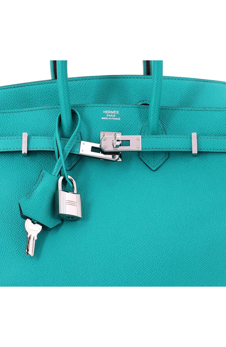 Pre-Owned Hermes Birkin Handbag Blue Epsom with Palladium Hardware 25, Alternate, color, Bleu Paon