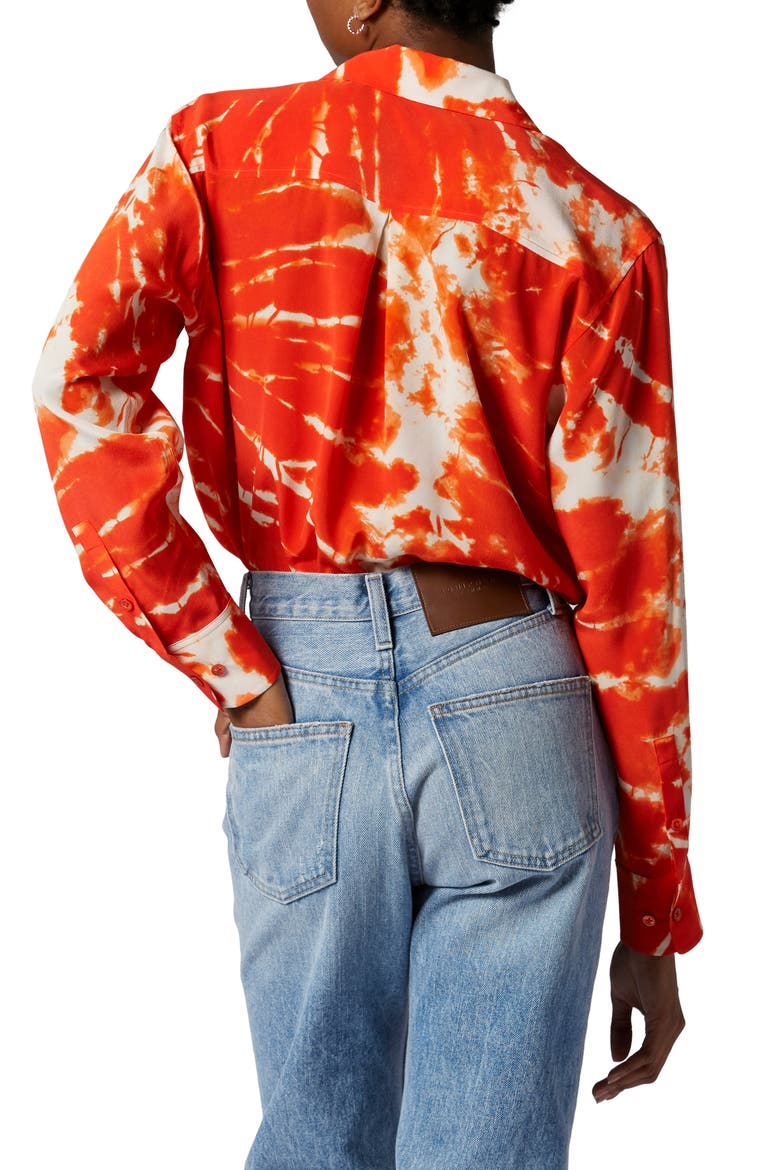 Essential Tie Dye Silk Shirt, Alternate, color, FIERY RED MULTI