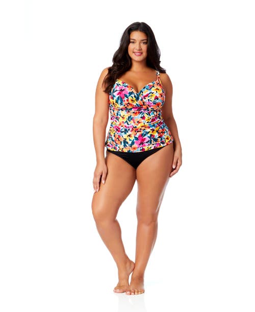Shop Anne Cole Plus Plus Gradient Floral Twist Front Underwire Tankini Swim Top