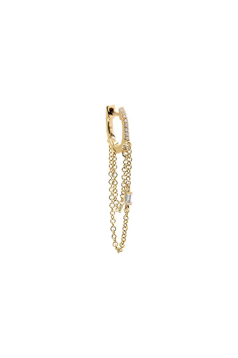 Diamond Baguette Double Chain Huggie Earring 14K, Alternate, color, 14K Gold