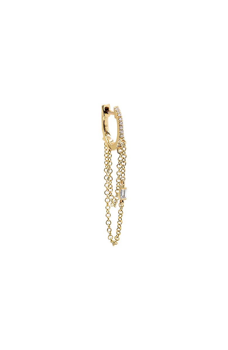 BY ADINA EDEN Diamond Baguette Double Chain Huggie Earring 14K, Alternate, color, 14K Gold