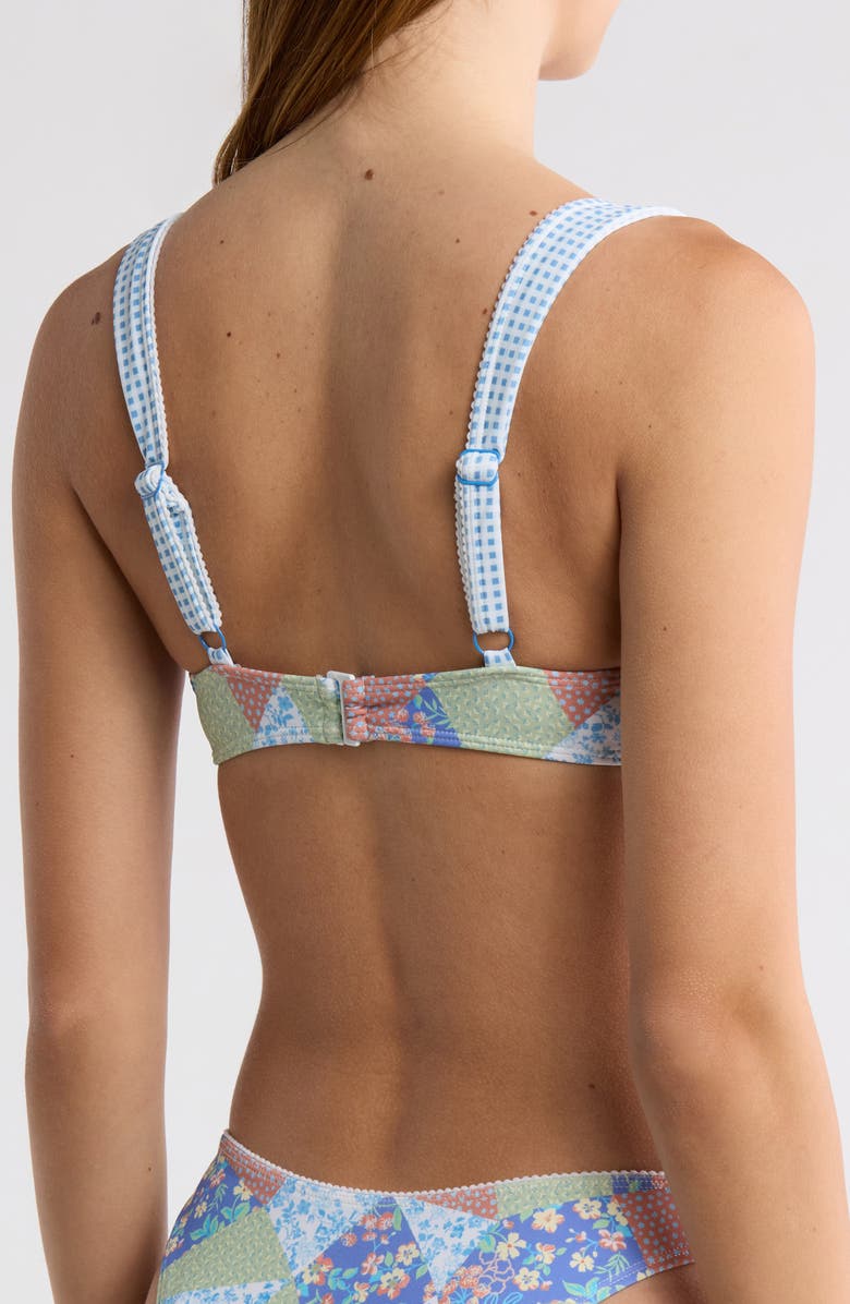 PacSun Darcy Bralette Bikini Top, Alternate, color, Patchwork / Blue Gingham