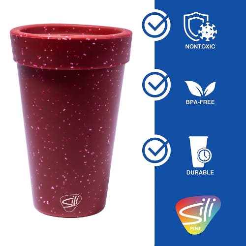 Silipint Silicone 16oz Coffee Tumblers 2 Pack Red Speckled Unbreakable Cups