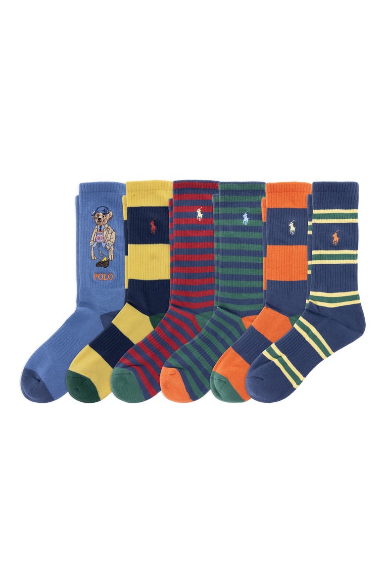 6-Pack Assorted Crew Socks, Main, color, MULTI
