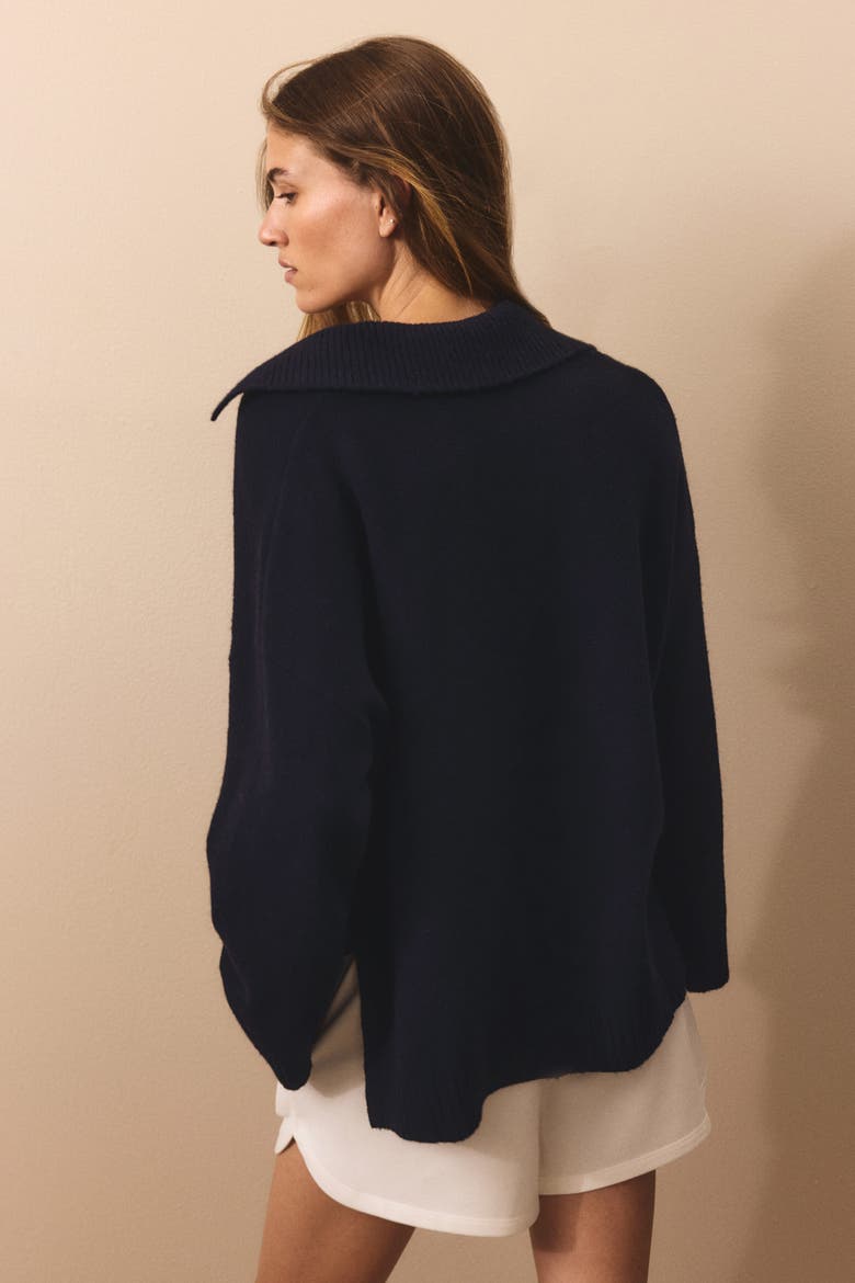 Fine-knit Sweater With Collar, Alternate, color, Navy blue