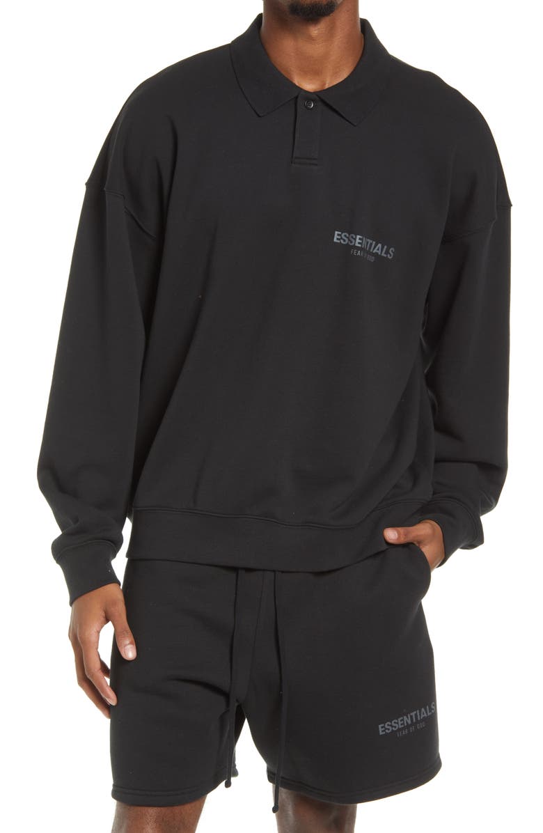 Fear of God Essentials Cotton Jersey Long Sleeve Polo, Main, color, 