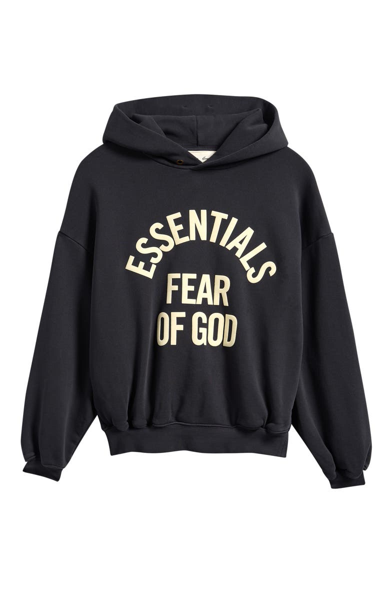 Fear of God Essentials Kids' '90s Campus Logo Graphic Hoodie, Main, color, Faded Black
