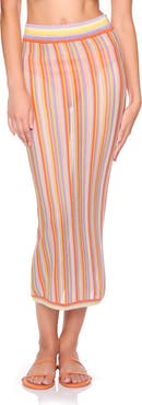 Susana Monaco Stripe Open Stitch Midi Sweater Skirt
