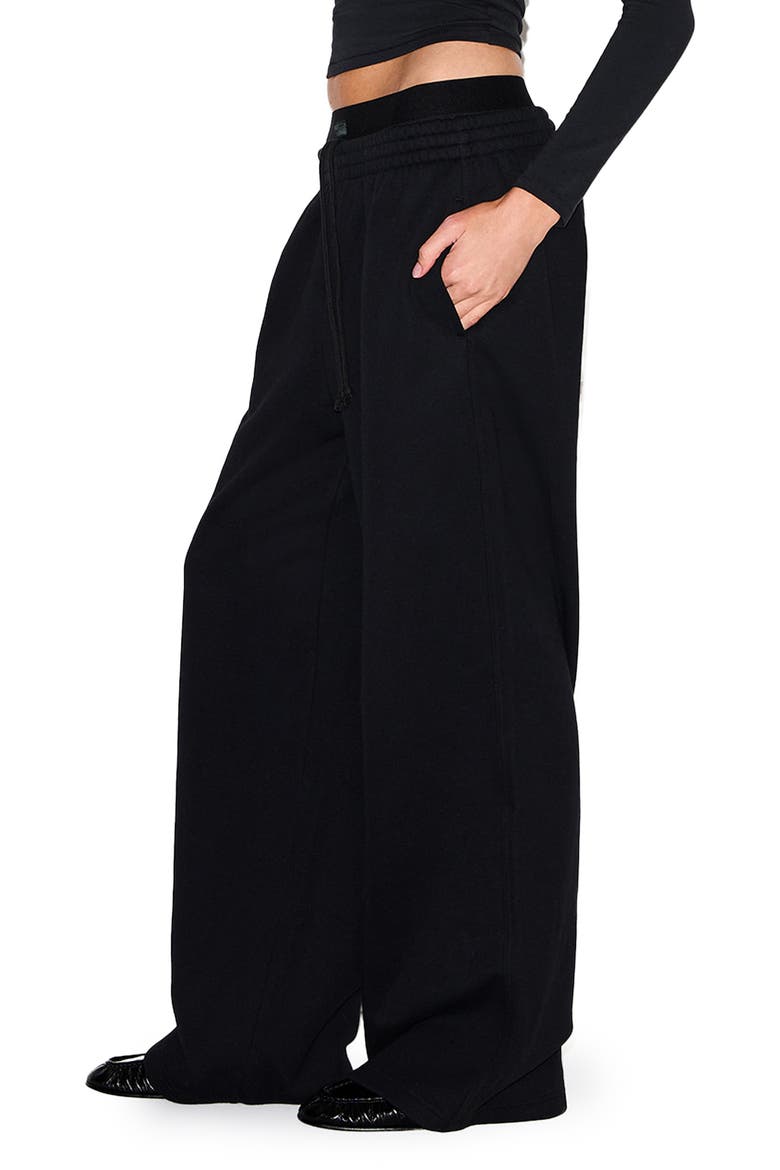 Cotton Blend Fleece Exposed Boxer Pants, Alternate, color, ONYX