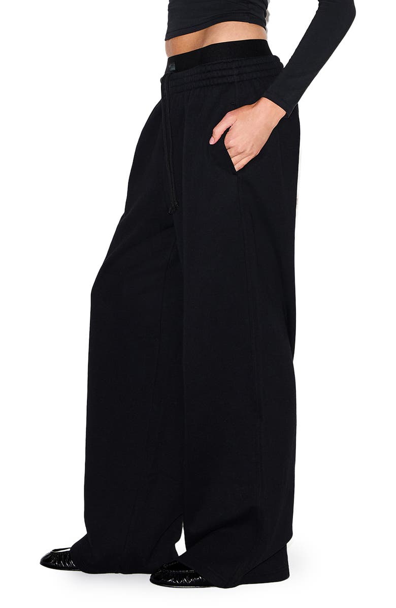 SKIMS Cotton Blend Fleece Exposed Boxer Pants, Alternate, color, Onyx